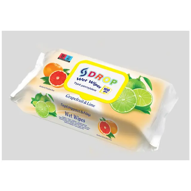 DROP Μωρομάντηλα 100τεμ Grapefruit + Lime με Καπάκι