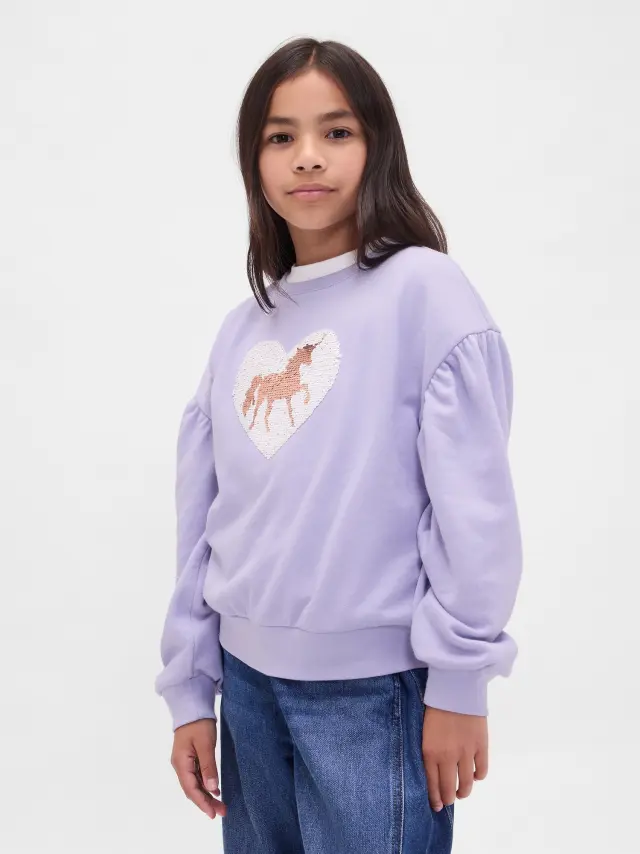 Kids Relaxed Flippy-Sequin Graphic Sweatshirt orchid