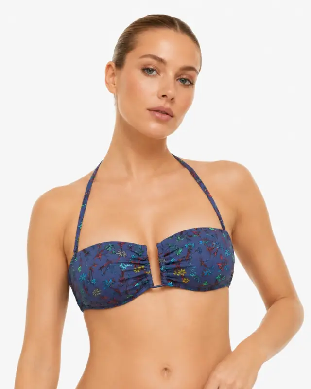 Tommy Hilfiger Γυναικείο top Μαγιό Bandeau με Floral Print Navy - M 2