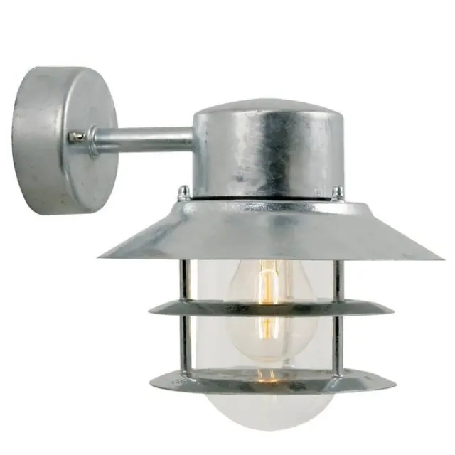 Wall Light Blokhus Down, 1 x E27, Max 60 W, IP54, Galvanized/Glass, Galvanized/Clear