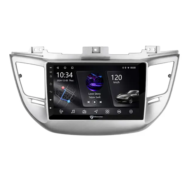 VenCore Οθόνη Multimedia Android 15 9" PX5S Octa-Core 2GB/32GB IPS με Πρόσοψη, CarPlay, Android Auto και Υποστήριξη Κάμερας 360° για Hyundai Tucson 2015-2018 – Ασημί (3236-10005-0068S) 2
