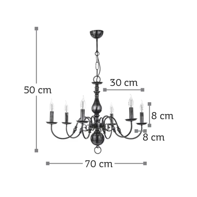 InLight Κρεμαστό φωτιστικό από οξυντέ μέταλλο 6XE14 D:70cm (5309-6) 3