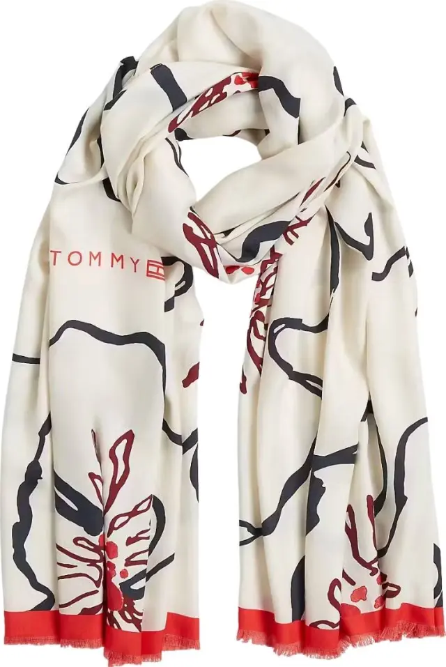 Tommy Hilfiger Γυναικείο Μεγάλο Φουλάρι Multi Floral Monogram Πολύχρωμο