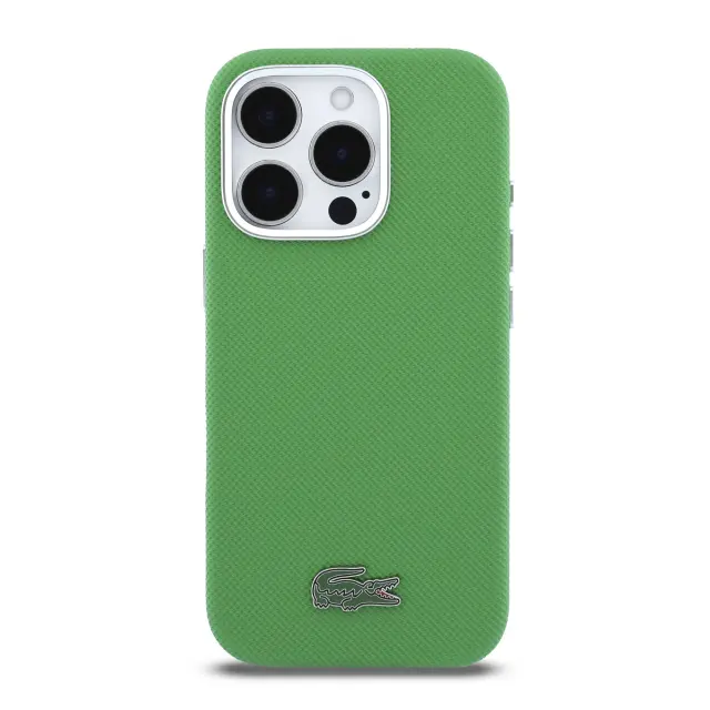Lacoste PVC Iconic Petit Pique Metal Logo MagSafe Case for iPhone 16 Pro Max Estragon Green 3
