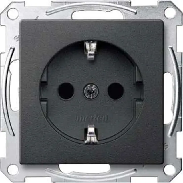 SCHUKO socket-outlet, shutter, screwless terminals, anthracite, System M