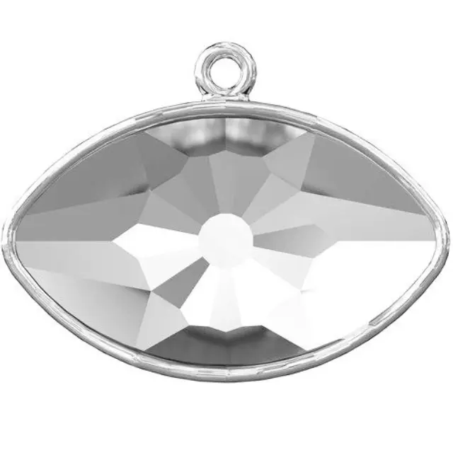 Κρεμαστό Καστόνι Rhodium Plated για Swarovski 4775 Eye Fancy Stone 18x10.5mm - 1τεμ