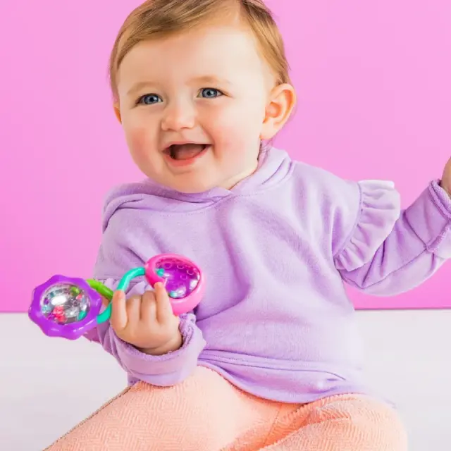 Bright Starts Rattle and Shake Barbell Κουδουνίστρα Pink 3+ Μηνών 2