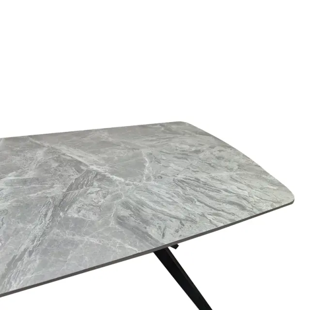 Τραπέζι Ezali pakoworld sintered stone γκρι όψη μαρμάρου με μαύρο μεταλλικό πόδι 180x90x75εκ 3