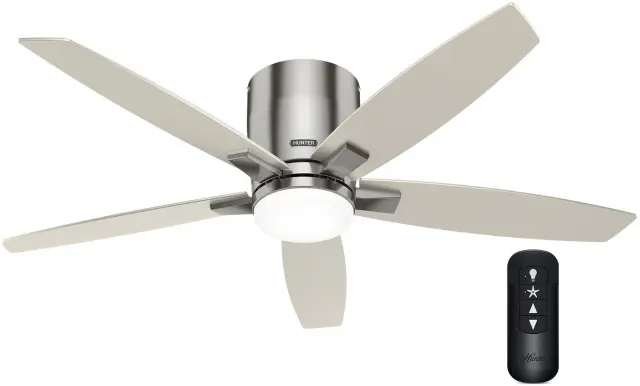 Hunter Valencia 132 Low Profile - Brushed Nickel - Ανεμιστήρας Οροφής με Φωτιστικό