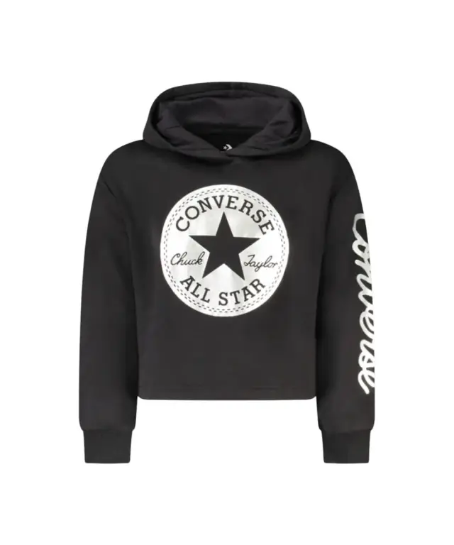 Converse - Παιδικό Μακρυμάνικο Crop Top Με Κουκούλα 369692-023 Μαύρο - 3 ετών