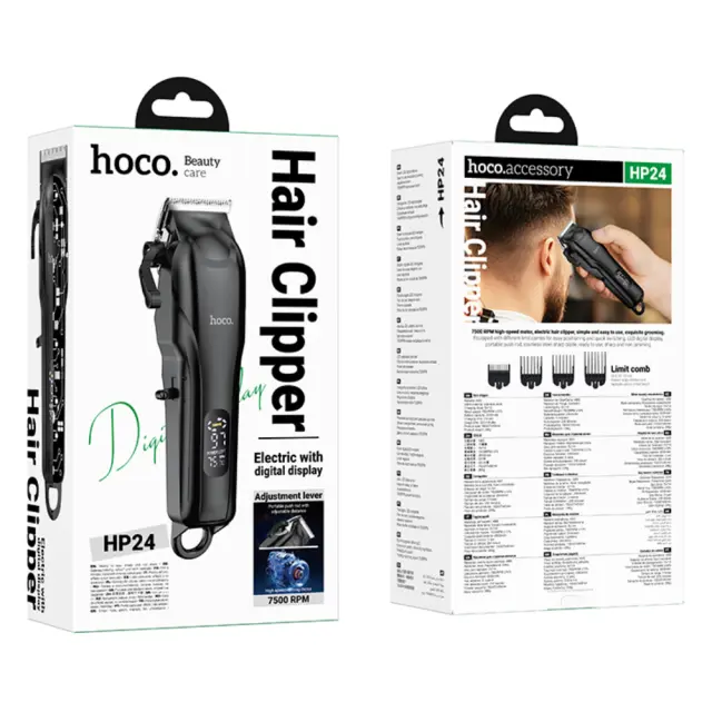 Επαναφορτιζόμενη Κουρευτική Μηχανή Hoco HP24 2000mAh 7500 Rpm με Ρύθμιση Κλειδώματος Μοχλού και 4 Κεφαλές 2