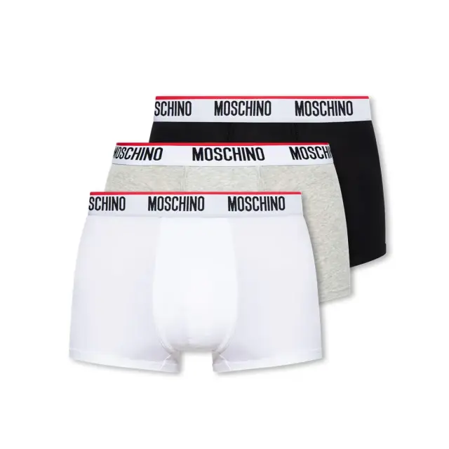 Moschino Ανδρικό Boxer Logo Trim - Τριπλό Πακέτο, Χρώμα Μαύρο-Λευκό-Γκρι - XL