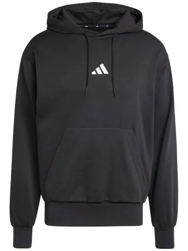adidasFeelcozy Φούτερ Fleece με Κουκούλα Μαύρο - M 3