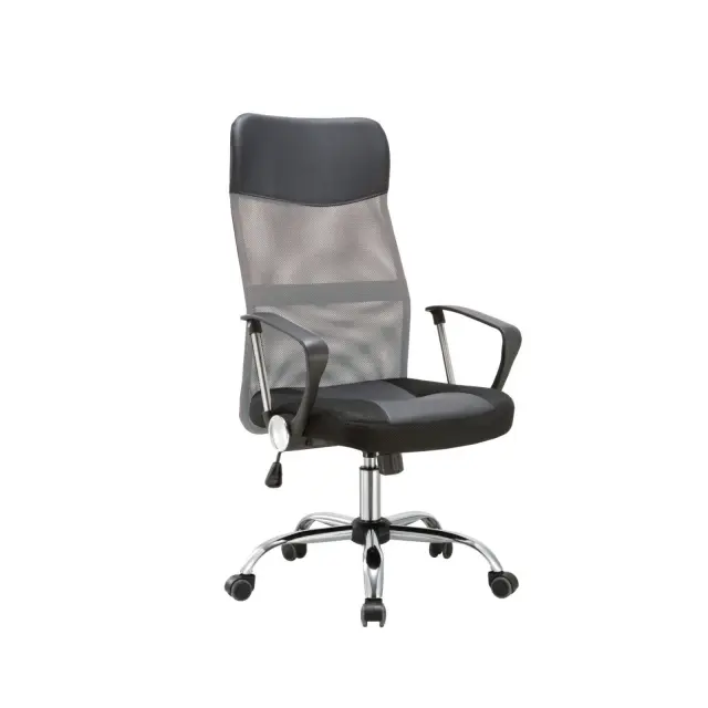 Πολυθρόνα BF2400-PVC Mesh/PU Γκρι/Μαύρο 61x68x108/118cm