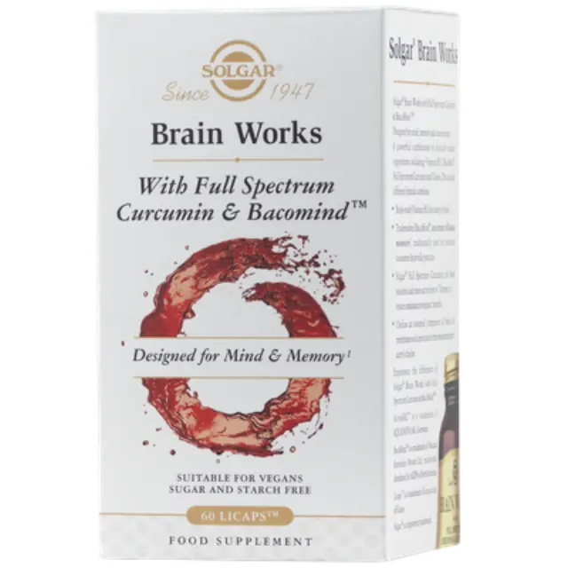 Solgar Brain Works with Full Spectrum Corcumin + Bacomind Συμπλήρωμα για την Μνήμη 60 κάψουλες