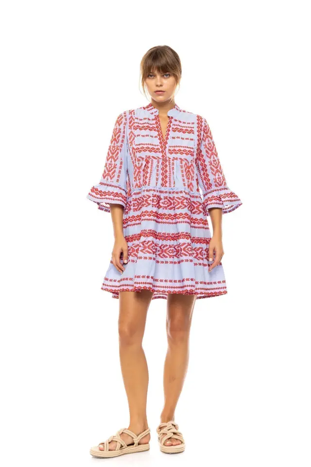 Beachwear Embrodery B634 Ice Blue Pink Label 2