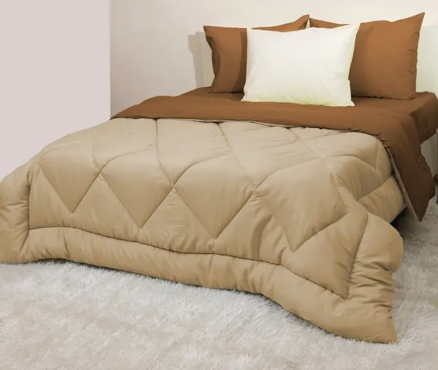 Πάπλωμα 160Χ240 Μονό Microfiber Viopros Μπεζ-Καφέ