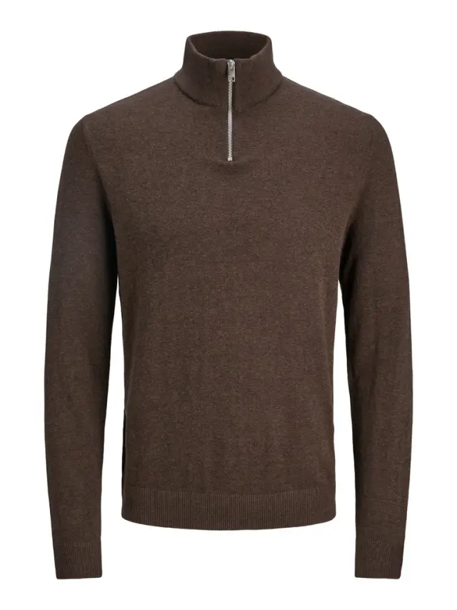 JJEEMIL KNIT HALF ZIP NOOS - Mulch