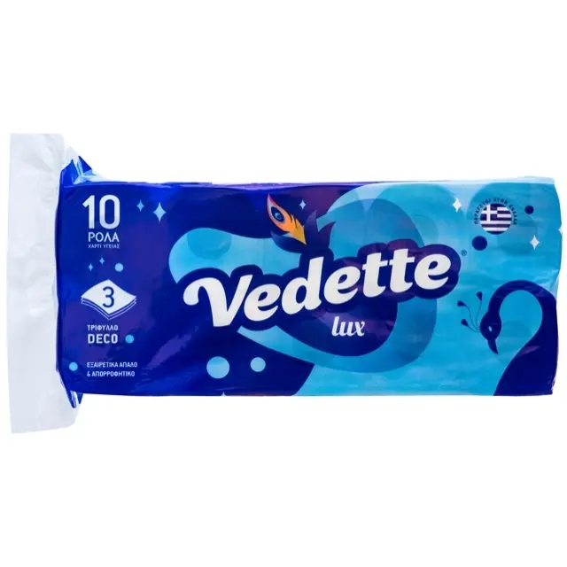 Vedette 10 Ρολλά Υγείας 120gr 25m 200 Τριπλά Φύλλα