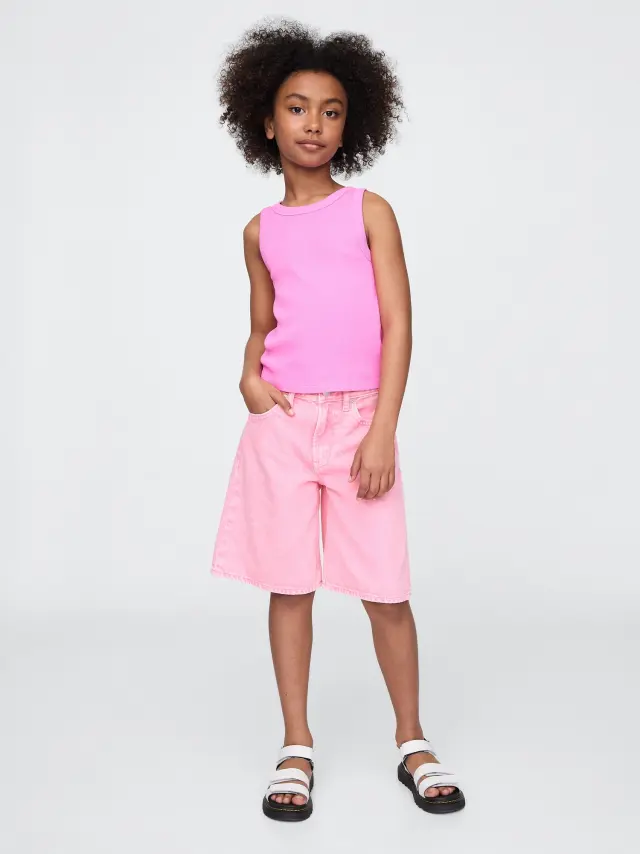 Παιδικό Mid Rise Longline Τζιν Σορτς Parisian pink
