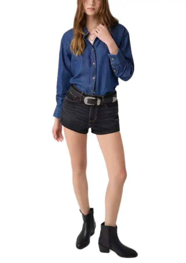 Guess γυναικείο crop τζιν πουκάμισο W6YH02D1190-1 2