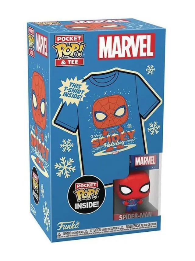 Funko POP! Pocket & Tee (Child: Marvel - Holiday Spiderman Vinyl Figure & T-Shirt (S 2