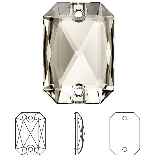 Swarovski 3252 Emerald Cut Sew-on Crystal Silver Shade 20x14mm - 1τεμ