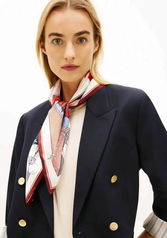 Tommy Hilfiger Γυναικείο Μεγάλο Μεταξωτό Μαντήλι TH Flag Floral Silk Large Square Πολύχρωμο 3