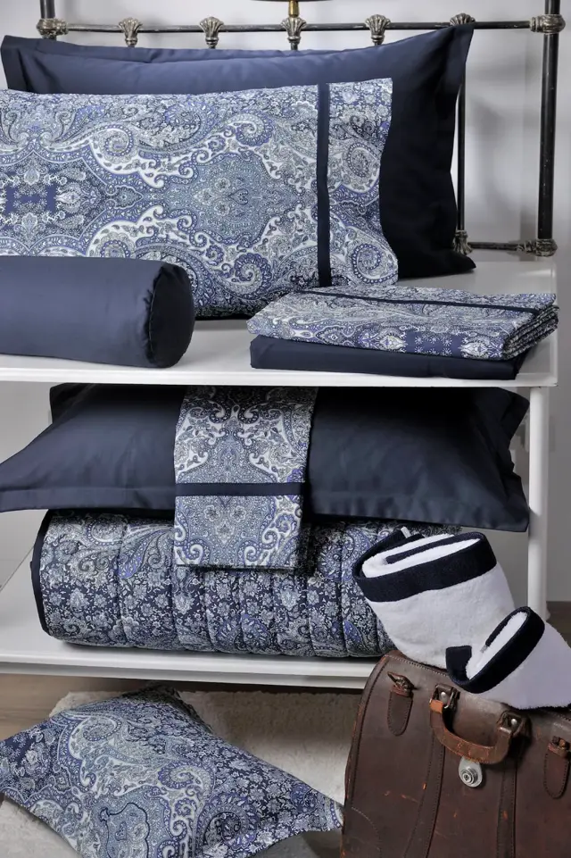 Σετ παπλωματοθήκη βαμβακοσατέν S846 Bombay Blue Σετ υπέρδιπλη 235x245