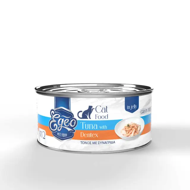 Egeo Υγρή Τροφή Adult Grain Free Γάτας Τόνος Με Συναγρίδα Σε Ζελέ 85gr Μονόχρωμο
