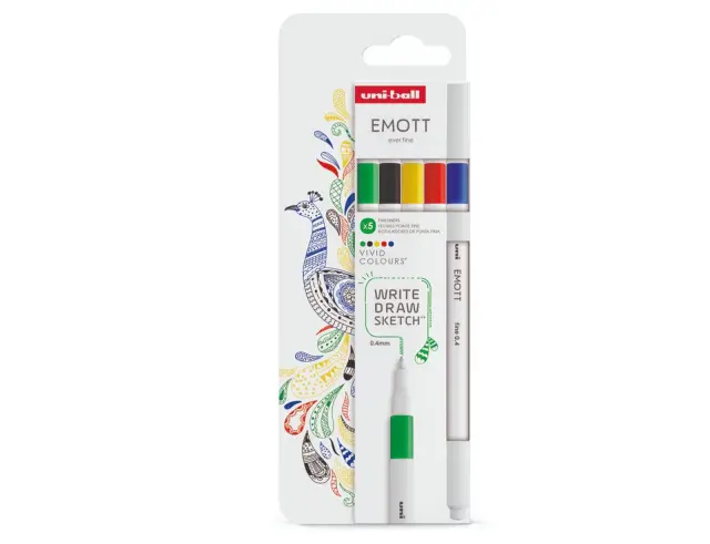 Μαρκαδόροι Σχεδίου Uni-Ball Vivid Emott με πάχος μύτης 0.4mm - 5 τεμάχιαEMOTT 5P SET VIVID COLOURS
