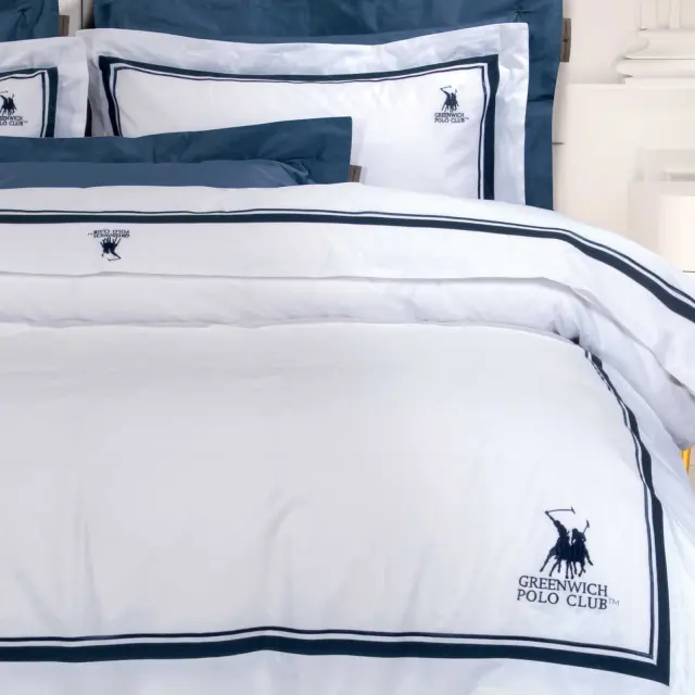 Σετ Παπλωματοθήκη 220Χ240 Υπέρδιπλη Classic Greenwich Polo Club 2174 Λευκό 100% βαμβακερό 2