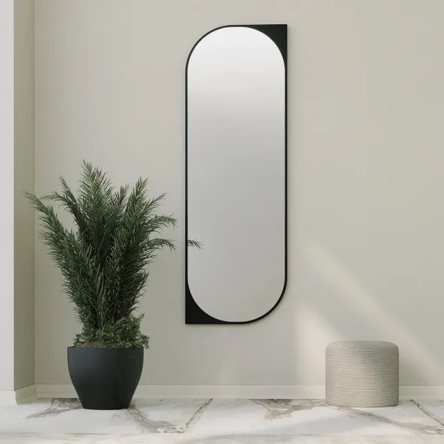 Stewehome Καθρέφτης με μαύρο πλαίσιο 52x152x152 cm 2