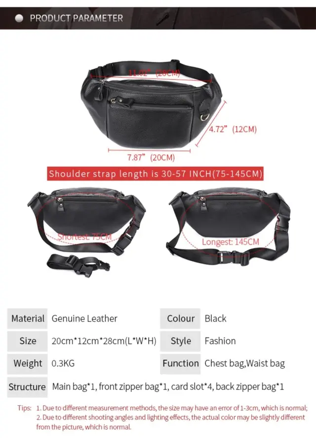 Δερμάτινο τσαντάκι μέσης Cardinal 8839 μαύρο - One Size 2