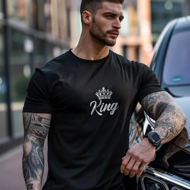 T-shirt Noshame® Μαύρο με τύπωμα King - 3025151 - XXL