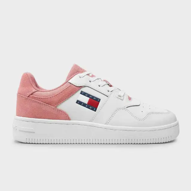 Tommy Hilfiger - Γυναικεία Sneakers Retro Basket Mix EN0EN02653-TH0 Λευκά/Ροζ - 41