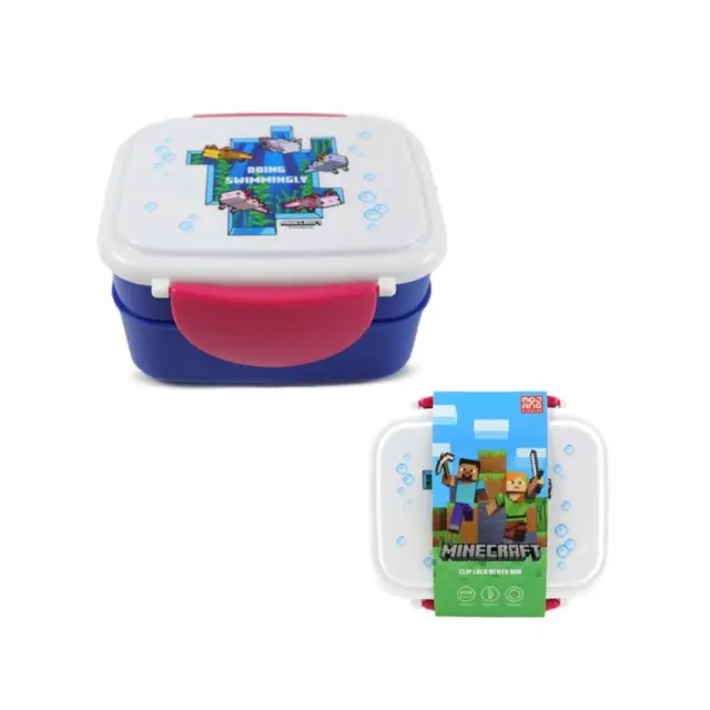 Puckator Σετ Δοχεία Φαγητού με κουτάλι & πηρούνι / Stacked Bento Lunch Box with Cutlery: Minecraft Axolotl
