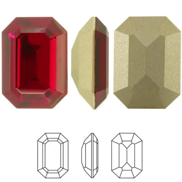 Swarovski 4610 Curved Back Octagon Fancy Stone Siam 14x10mm - 2τεμ