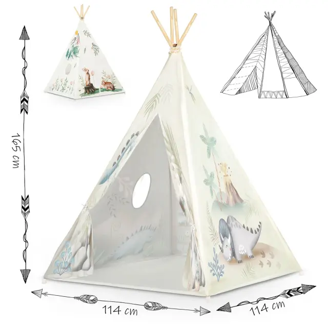 Nukido Παιδική σκηνή Teepee "Δεινόσαυροι" 114x114x165cm 2