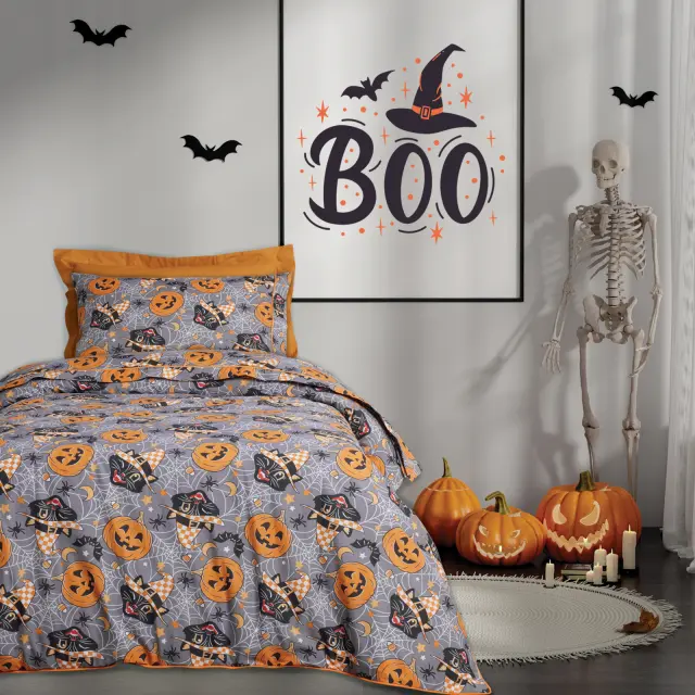 Σετ Παπλωματοθήκη 160x240 Μονή Kid Das Home 4968 Orange-Grey 70% Βαμβάκι-30% Πολυέστερ