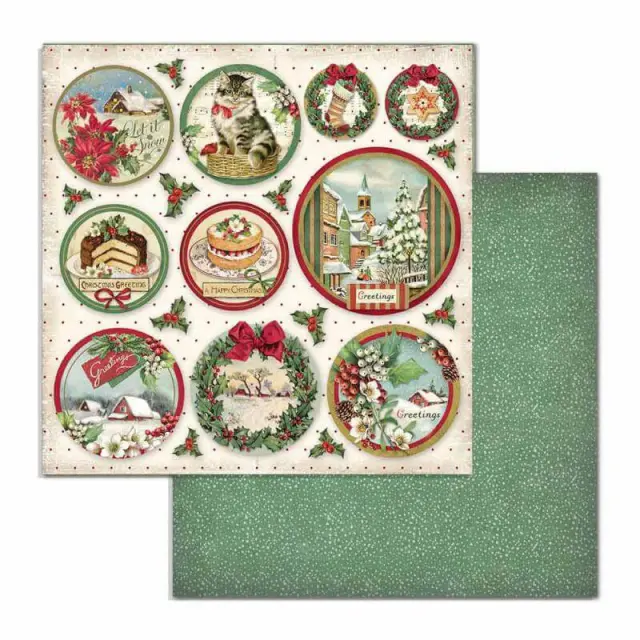 Χαρτί Scrapbooking Stamperia Διπλής Όψης - Merry Christmas Rounds - 31x30cm