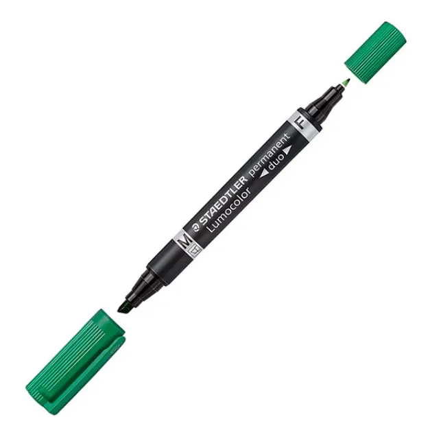 Μαρκαδόρος Staedtler Διπλός Lumocolor Duo, Chisel Tip - Green