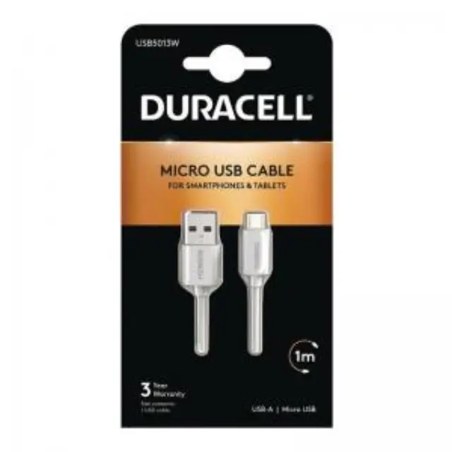 Καλώδιο Σύνδεσης USB 2.0 Duracell USB A σε Micro USB 10W 1m Λευκό N24625 3