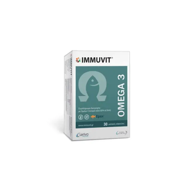 IMMUVIT Leriva Omega 3-Συμπλήρωμα Διατροφης με Ωμέγα 3 Λιπαρά Οξέα, 30 Κάψουλες
