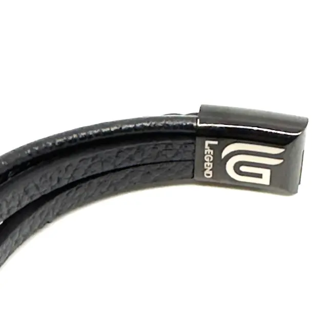 Μαύρο Δερμάτινο Βραχιόλι Unisex 19 cm 3