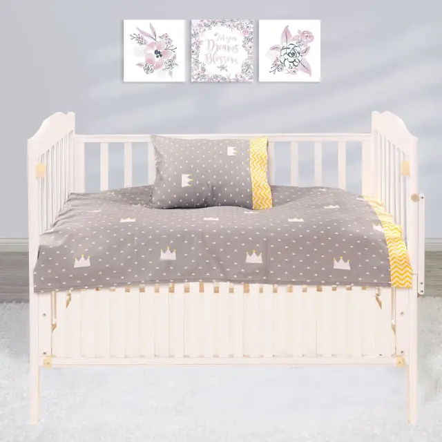 Σετ Σεντόνια Κούνιας 70x140+15 Beauty Home 5176 Κίτρινο Με Λάστιχο100% Βαμβακοσατέν 3