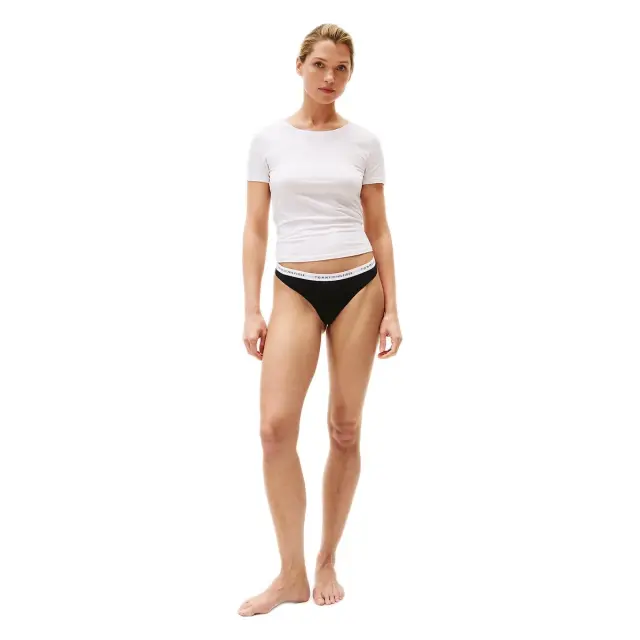 Tommy Hilfiger Γυναικείο String Repeat Logo Waistband Thong, Χρώμα Μαύρο 3