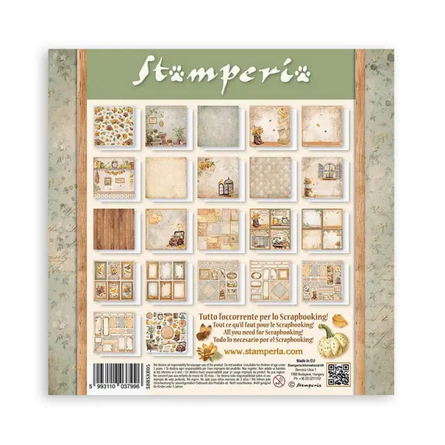 Χαρτιά scrapbooking 22τεμ μονής όψης, 20.3×20.3cm Stamperia, Golden Harmony 2