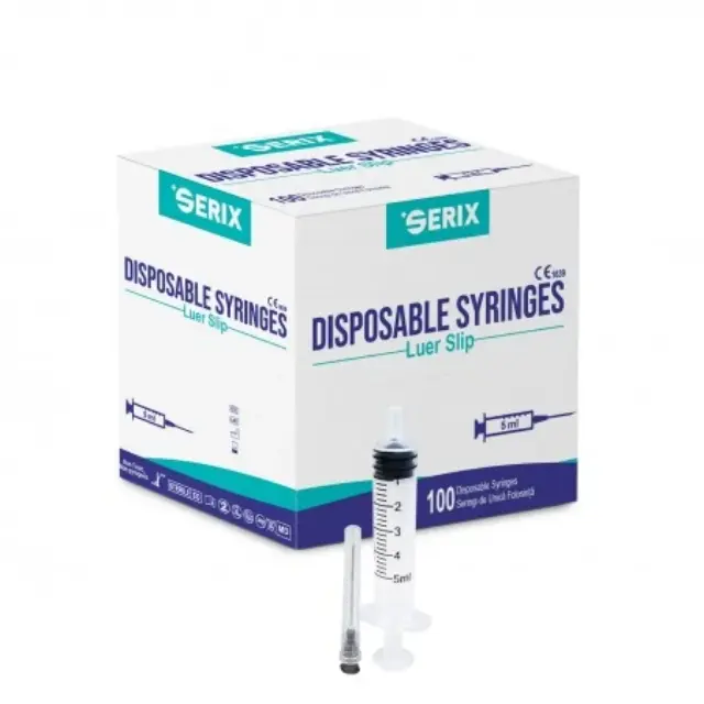 Σύριγγες 3 Μερών (3P) 5 ml με Αποσπώμενη Βελόνα 22G, Serix (100 τεμ.) Luer Slip