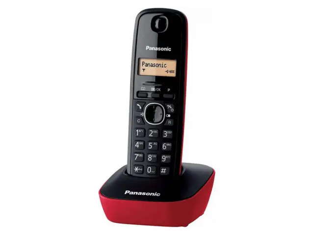 Ασύρματο Ψηφιακό Τηλέφωνο Panasonic KX-TG1611GRR Μαύρο-Κόκκινο με Αναγνώριση Κλήσης, Λειτουργία Αφύπνισης και Φωτιζόμενη Οθόνη
